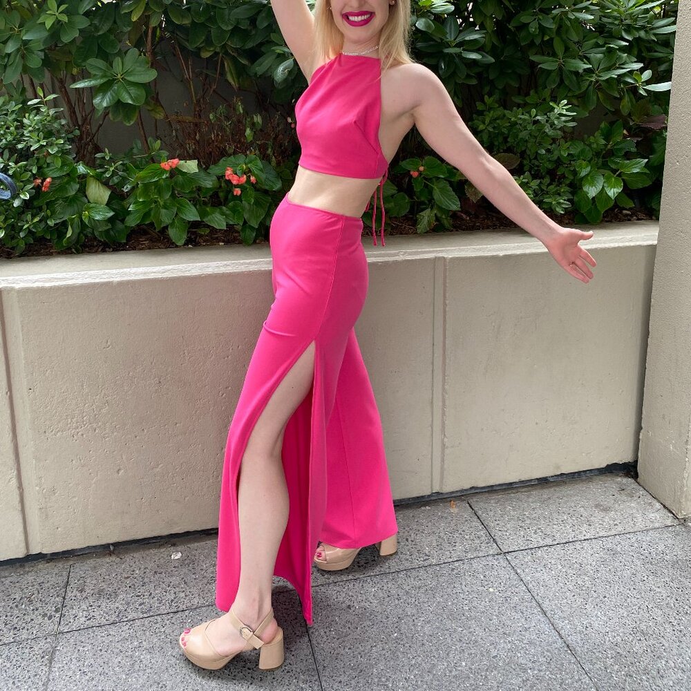 Lulu's Two Piece Jumpsuit, Pink, Size S - Picture 8 of 8